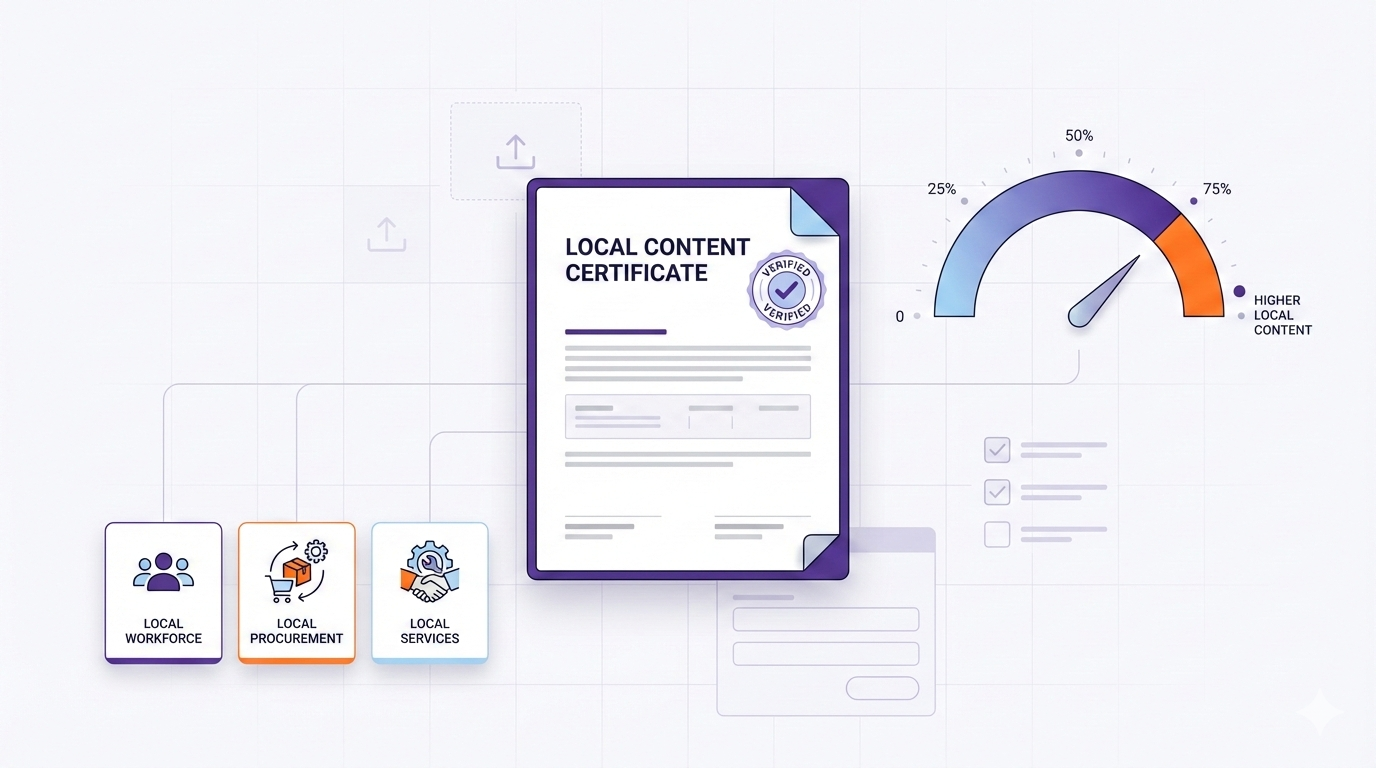 شهادة المحتوى المحلي السعودي: متطلبات الحصول على الشهادة، حساب نسبة المحتوى المحلي، الميزة التنافسية في المناقصات الحكومية